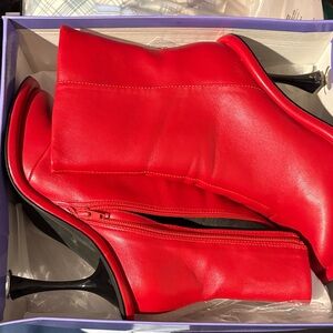 Red Leather Women's Boots